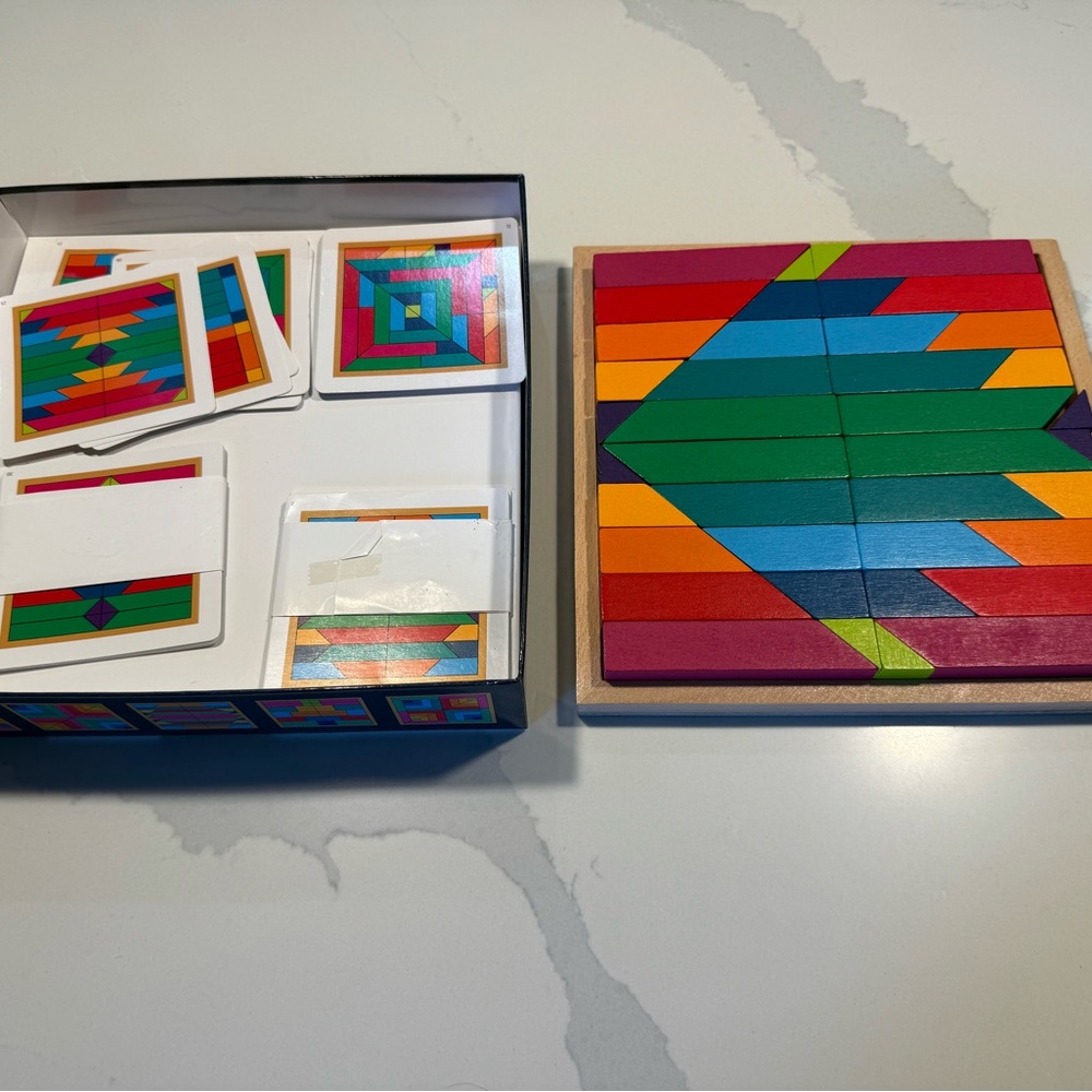 Colorful Wood Geometric Puzzle Set